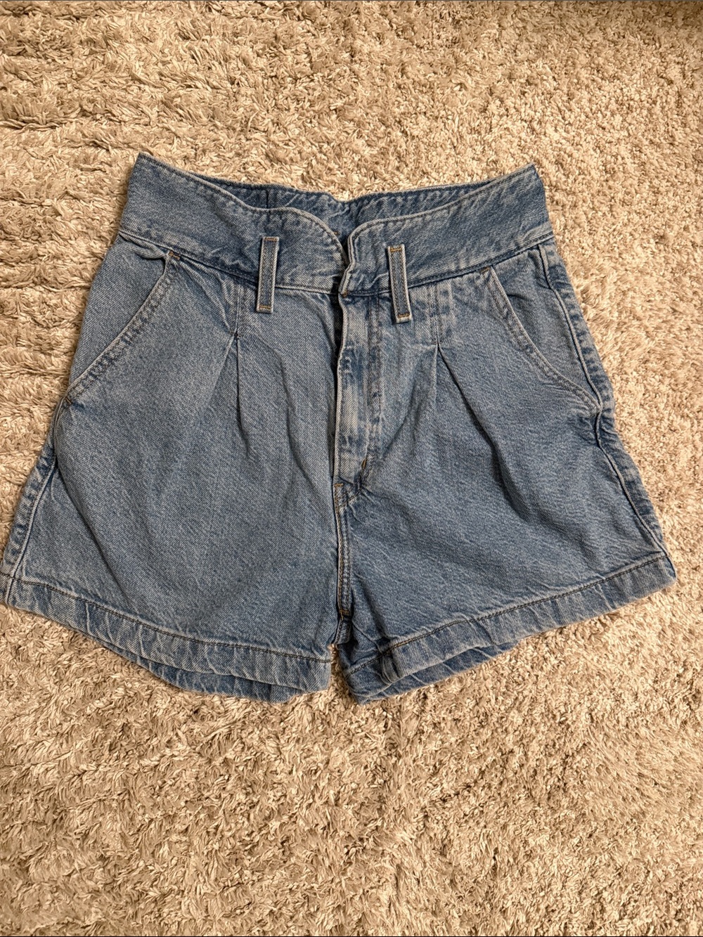 High-Waist Blue Denim Women’s Shorts